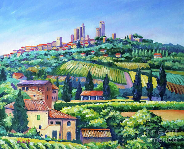 Italy Poster featuring the painting The Towers of San Gimignano by John Clark