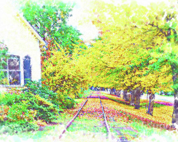 Train-tracks Poster featuring the digital art The Tracks By The House by Kirt Tisdale