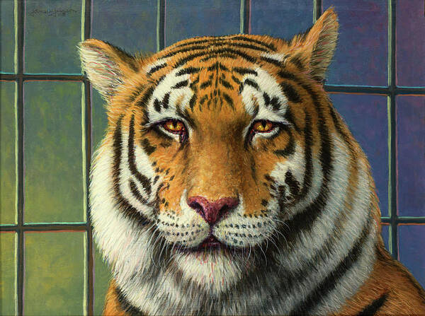 Tiger Poster featuring the painting Tiger in Trouble by James W Johnson
