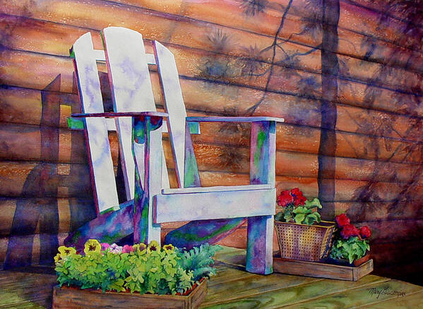 Adirondack Chair Poster featuring the painting Time Out by Mary Giacomini