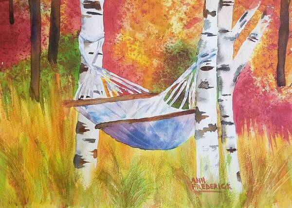 Hammock Poster featuring the painting Tims' Dream by Ann Frederick