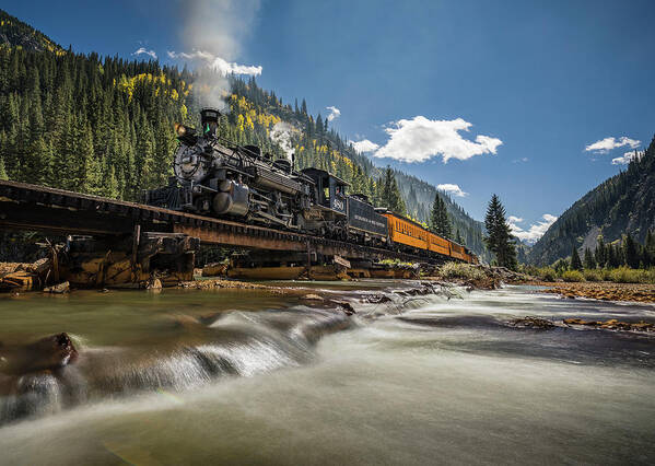  Location Poster featuring the photograph Train and River by Whit Richardson