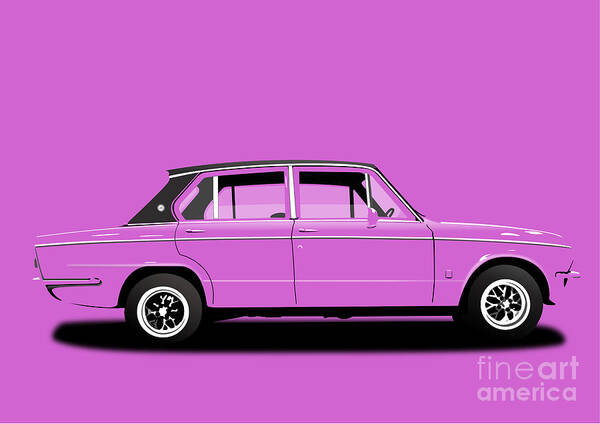 Sports Car Poster featuring the digital art Triumph Dolomite Sprint. Pink Edition. Customisable to YOUR colour choice. by Moospeed Art