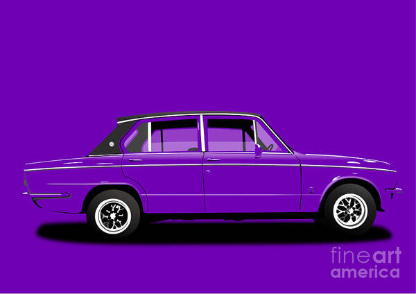 Sports Car Poster featuring the digital art Triumph Dolomite Sprint. Purple Edition. Customisable to YOUR colour choice. by Moospeed Art