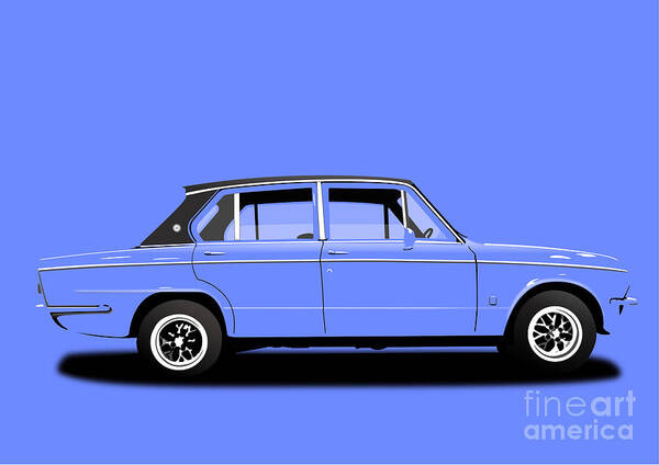 Sports Car Poster featuring the digital art Triumph Dolomite Sprint. Sky Blue Edition. Customisable to YOUR colour choice. by Moospeed Art