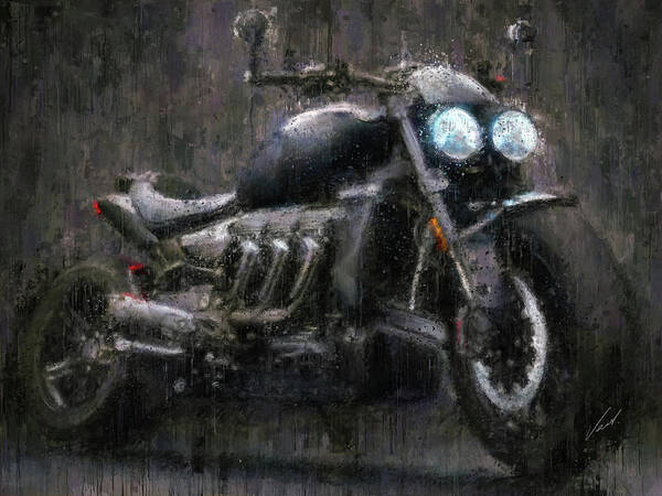Motorcycle Poster featuring the painting Triumph Rocket 3 Motorcycle by Vart by Vart Studio