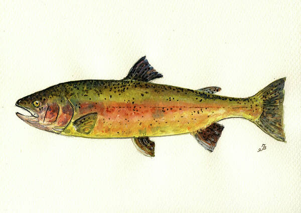 Trout Poster featuring the painting Trout fish by Juan Bosco