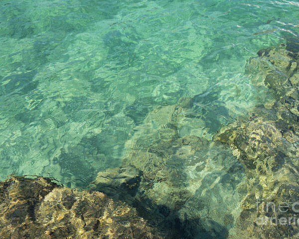 Turquoise Poster featuring the photograph Turquoise blue water on the Mediterranean coast by Adriana Mueller