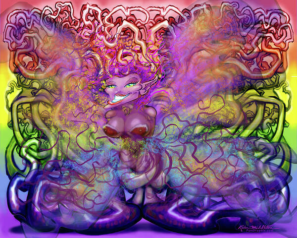 Twisted Poster featuring the digital art Twisted Rainbow Pixie Magic by Kevin Middleton