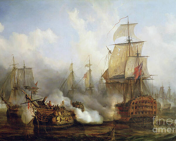 The Poster featuring the painting Unknown title Sea Battle by Auguste Etienne Francois Mayer