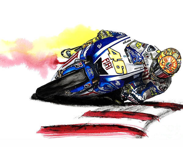 The Doctor Poster featuring the painting Valentino Rossi The Doctor - an Original Watercolor Painting by Moospeed Art