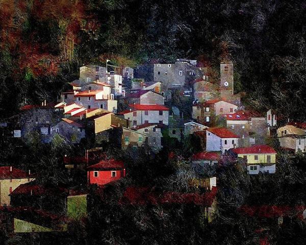 Village Poster featuring the mixed media Valley of Villages by Pepper Pepper