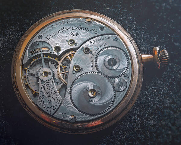 Watch Poster featuring the photograph Vintage Elgin Pocket Watch by Scott Norris