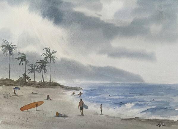 Beach Poster featuring the painting Waialua Sky by Kelly Miyuki Kimura