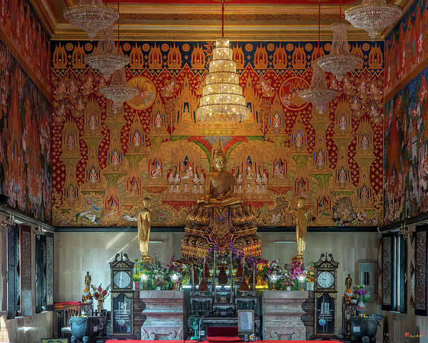 Scenic Poster featuring the photograph Wat Hua Lamphong Phra Ubosot Principal Buddha Image DTHB0940 by Gerry Gantt