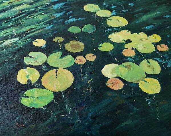 Waterlilies Poster featuring the painting Waterlilies by Sheila Romard