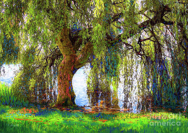 Landscape Poster featuring the painting Weeping Willow by Jane Small