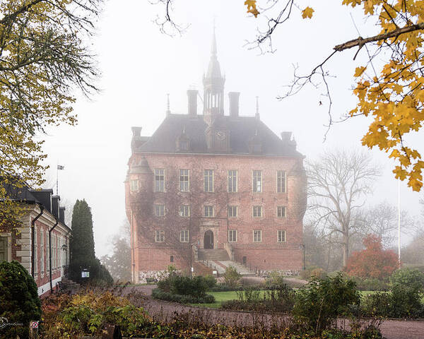 Wik Castle Poster featuring the photograph Wik Castle a foggy autumn morning by Torbjorn Swenelius