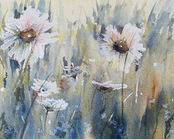 Watercolour Art Poster featuring the painting Wild Daisies by Sheila Romard