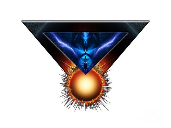 Fire Poster featuring the digital art Wings Of Lightning Fractal Art Emblem by Rolando Burbon