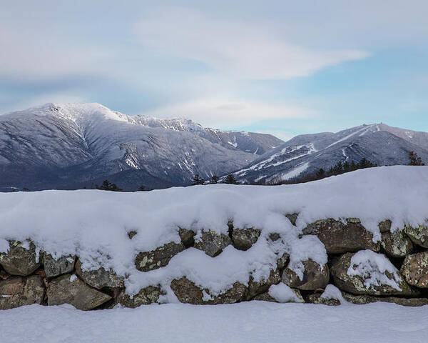 Winter Poster featuring the photograph Winter Stone Wall Sugar Hill View by Chris Whiton