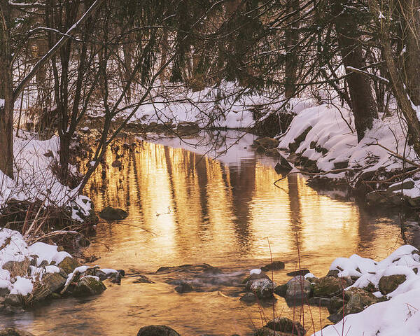 Winter Poster featuring the photograph Winter Sunrise on Little Cedar Creek by Jason Fink
