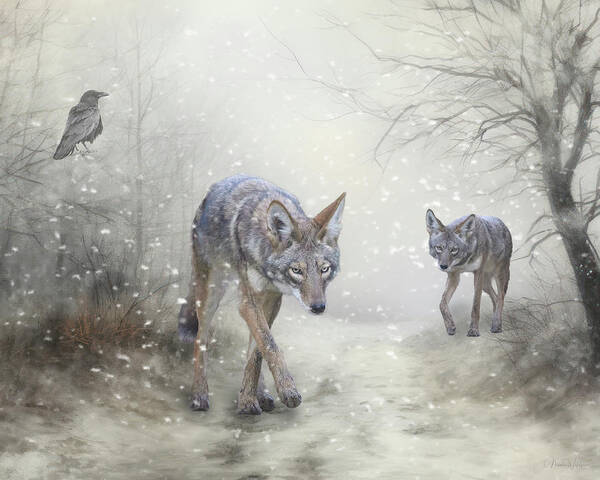 Coyote Poster featuring the digital art Winter Trek by Nicole Wilde