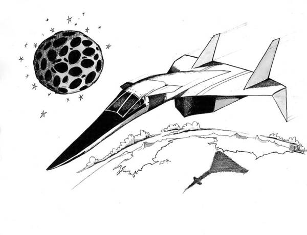 Xb-70 Poster featuring the drawing XB70 Original Black and White Drawing by Michael Hopkins