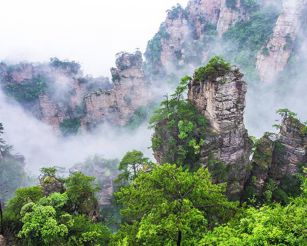 Changsa Poster featuring the photograph Zhangjiajie Tianzi Mountain Nature Reserve by Arj Munoz