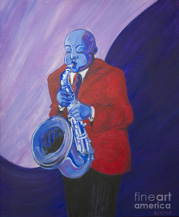 Dwayne Glapion Poster featuring the painting Blue Note by Dwayne Glapion