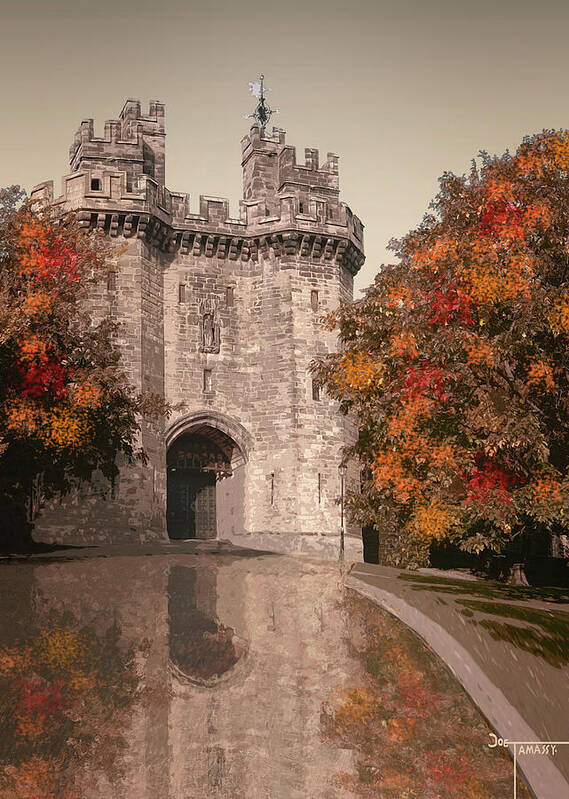 Lancaster Castle Poster featuring the digital art Lancaster Castle 2 mini by Joe Tamassy