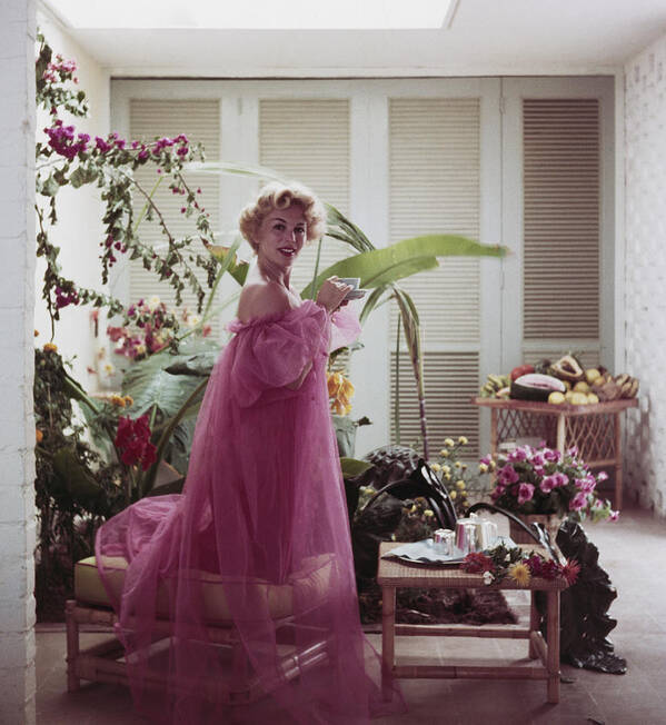 Nightie Poster featuring the photograph Eva Gabor #1 by Slim Aarons