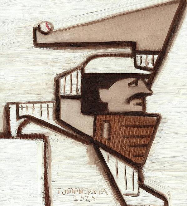 Baseball Pitcher Poster featuring the painting Unusual Baeball Pitcher Art Print by Tommervik