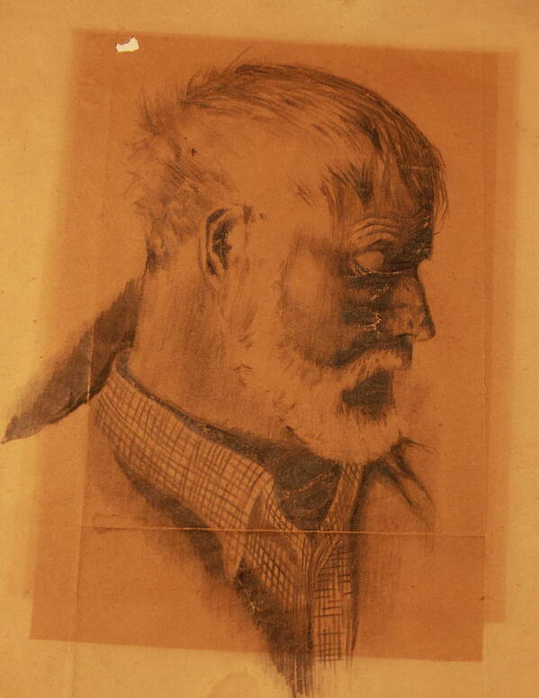 Hemingway As An Old Man Poster featuring the drawing Hemingway old man by Rafael Lima