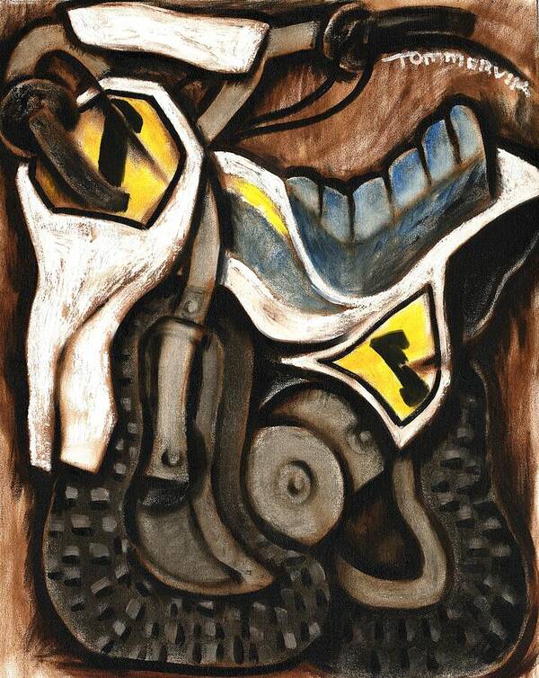 Vintage Dirt Bikes Poster featuring the painting Tommervik Abstract Vintage Dirt Bike Art Print by Tommervik