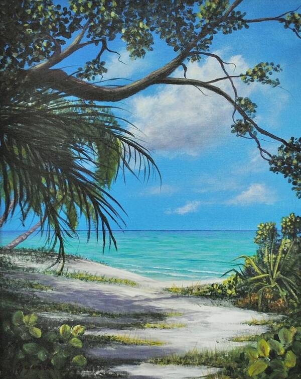 Tropical Seascape Poster featuring the painting Negril Footpath by Alan Zawacki