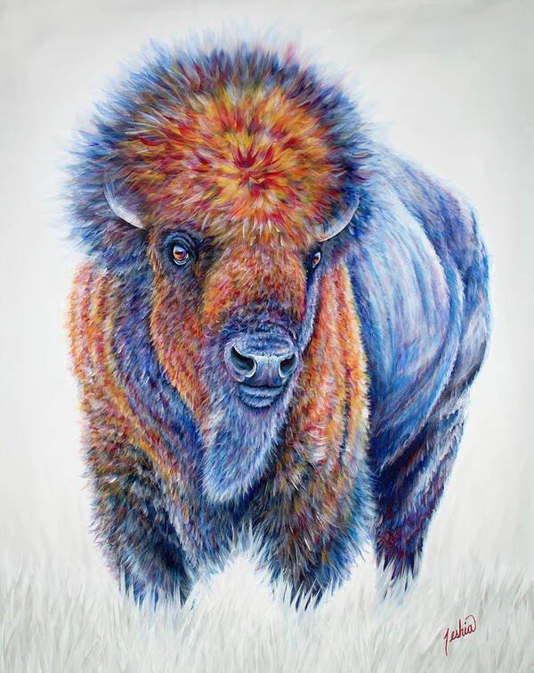 Bison Poster featuring the painting Billy by Teshia Art