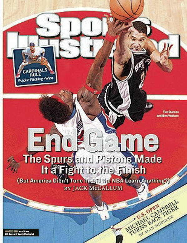 Magazine Cover Poster featuring the photograph San Antonio Spurs Tim Duncan, 2005 Nba Finals Sports Illustrated Cover by Sports Illustrated