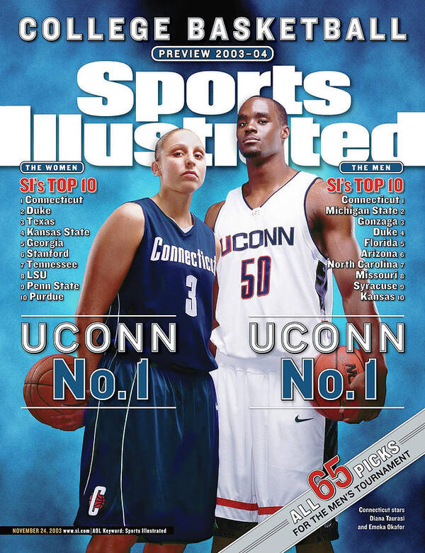 Magazine Cover Poster featuring the photograph University Of Connecticut Diana Taurasi And Emeka Okafor Sports Illustrated Cover by Sports Illustrated
