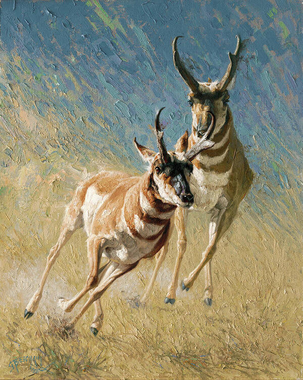 Pronghorn Poster featuring the painting Vanquished by Greg Beecham