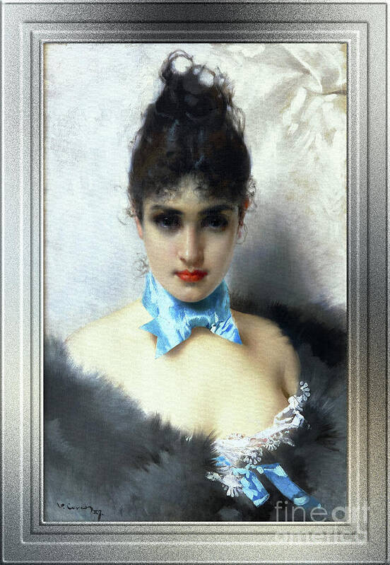 Portrait Of An Elegant Woman Poster featuring the painting Ritratto Di Donna Elegante by Vittorio Matteo Corcos Classical Art Old Masters Reproduction by Rolando Burbon