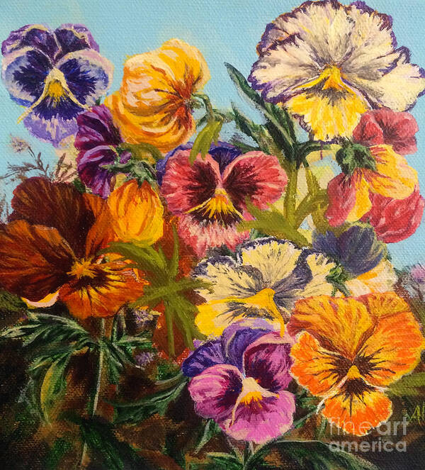 Pansies Poster featuring the painting Pansies by Gail Allen