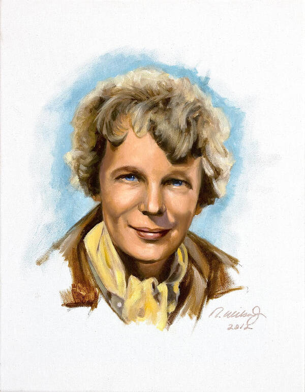 Aviatrix Poster featuring the painting Amelia Earhart by Karen Wilson