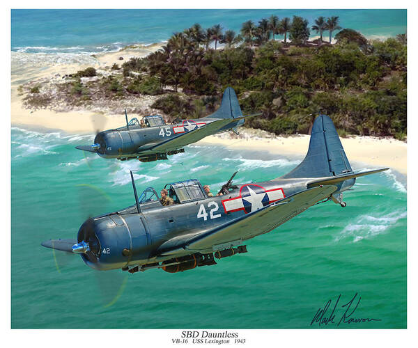 Aviation Poster featuring the painting SBD Dauntless by Mark Karvon