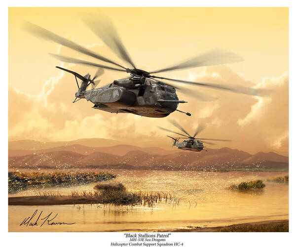 Aviation Art Poster featuring the painting Black Stallions Patrol by Mark Karvon