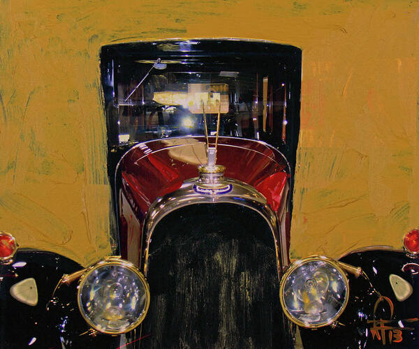 Vintage Car Poster featuring the mixed media Bugatti Vintage Maroon by Walter Fahmy