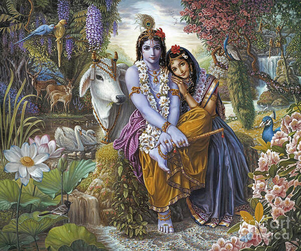 All Attractive Couple Poster featuring the painting The Divine All Attractive Couple by Vishnu Das