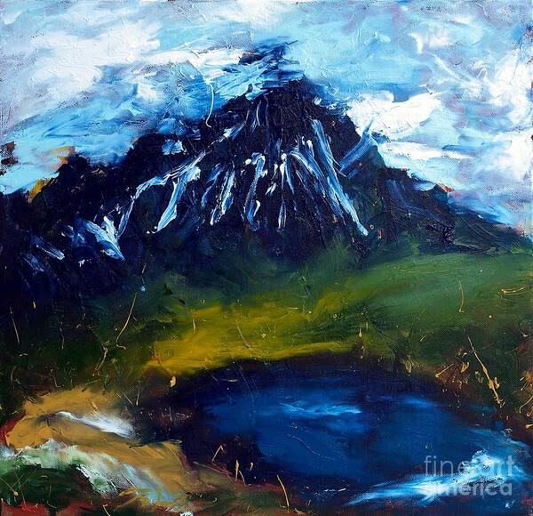 Acrylic Abstract Painting Poster featuring the painting Mountain Lake by Lidija Ivanek - SiLa