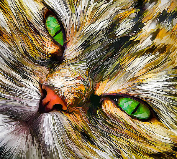 Nature Poster featuring the digital art Green-Eyed Tortie by ABeautifulSky Photography by Bill Caldwell