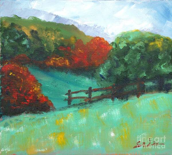 Abstract Landscape Poster featuring the painting Rural Autumn Landscape by Lidija Ivanek - SiLa